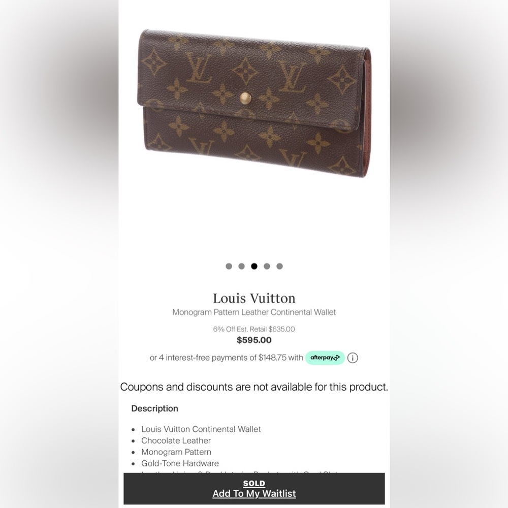 Like New Louis Vuitton Monogram Pattern Leather Continental Wallet. - Picture 8 of 14